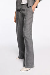Dorothee Schumacher Wide Leg Virgin Wool Suiting Trousers in Pepper and Salt