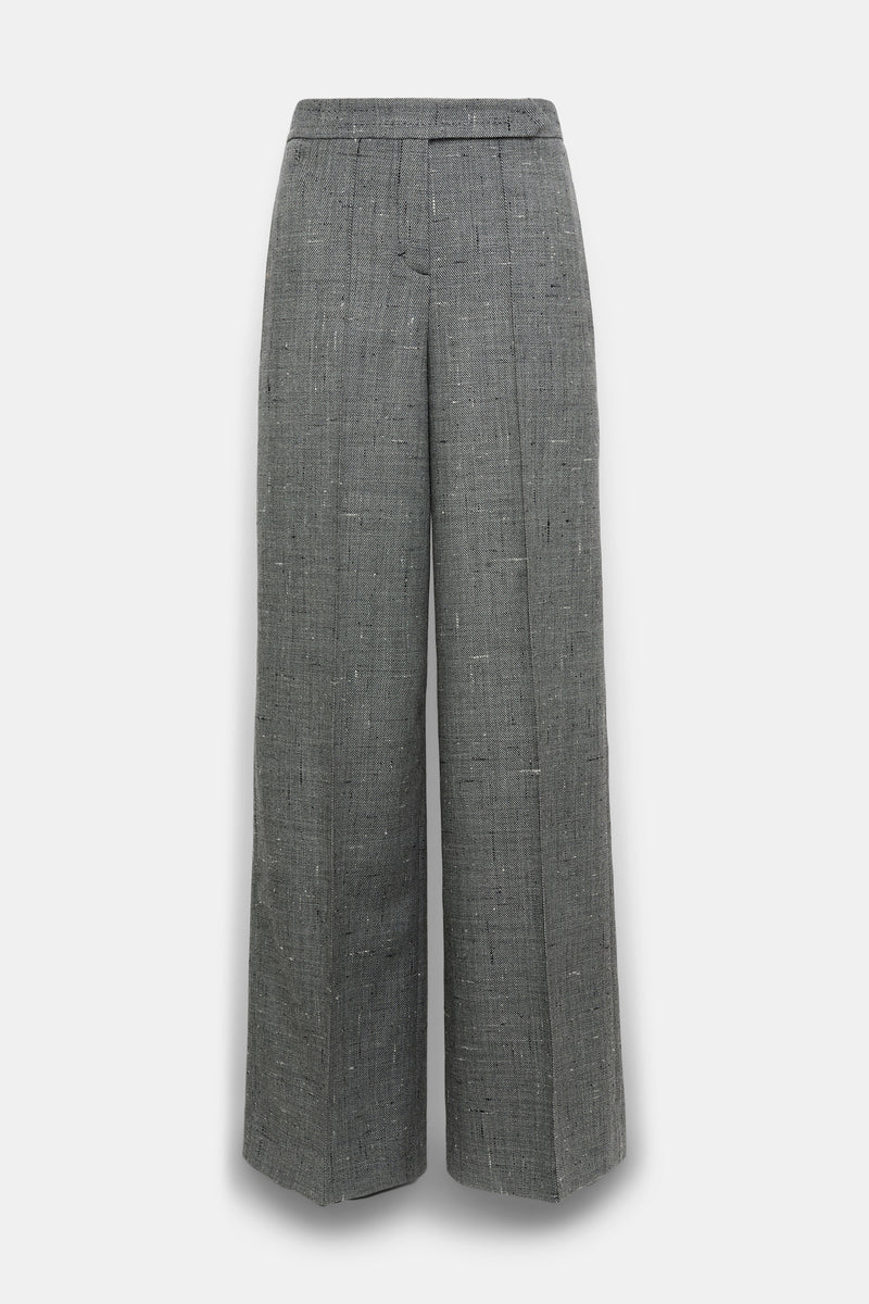 Dorothee Schumacher Wide Leg Virgin Wool Suiting Trousers in Pepper and Salt