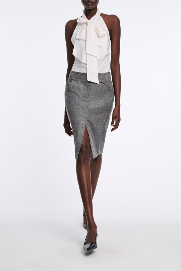Dorothee Schumacher Virgin Wool Tweed Pencil Skirt in Pepper and Salt