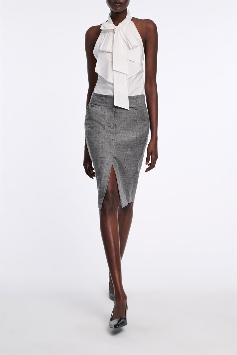 Dorothee Schumacher Virgin Wool Tweed Pencil Skirt in Pepper and Salt