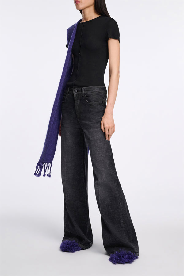 Dorothee Schumacher Extra Long Wide Leg Jeans in Black Wash