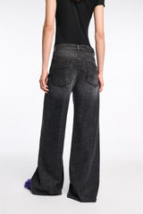 Dorothee Schumacher Extra Long Wide Leg Jeans in Black Wash