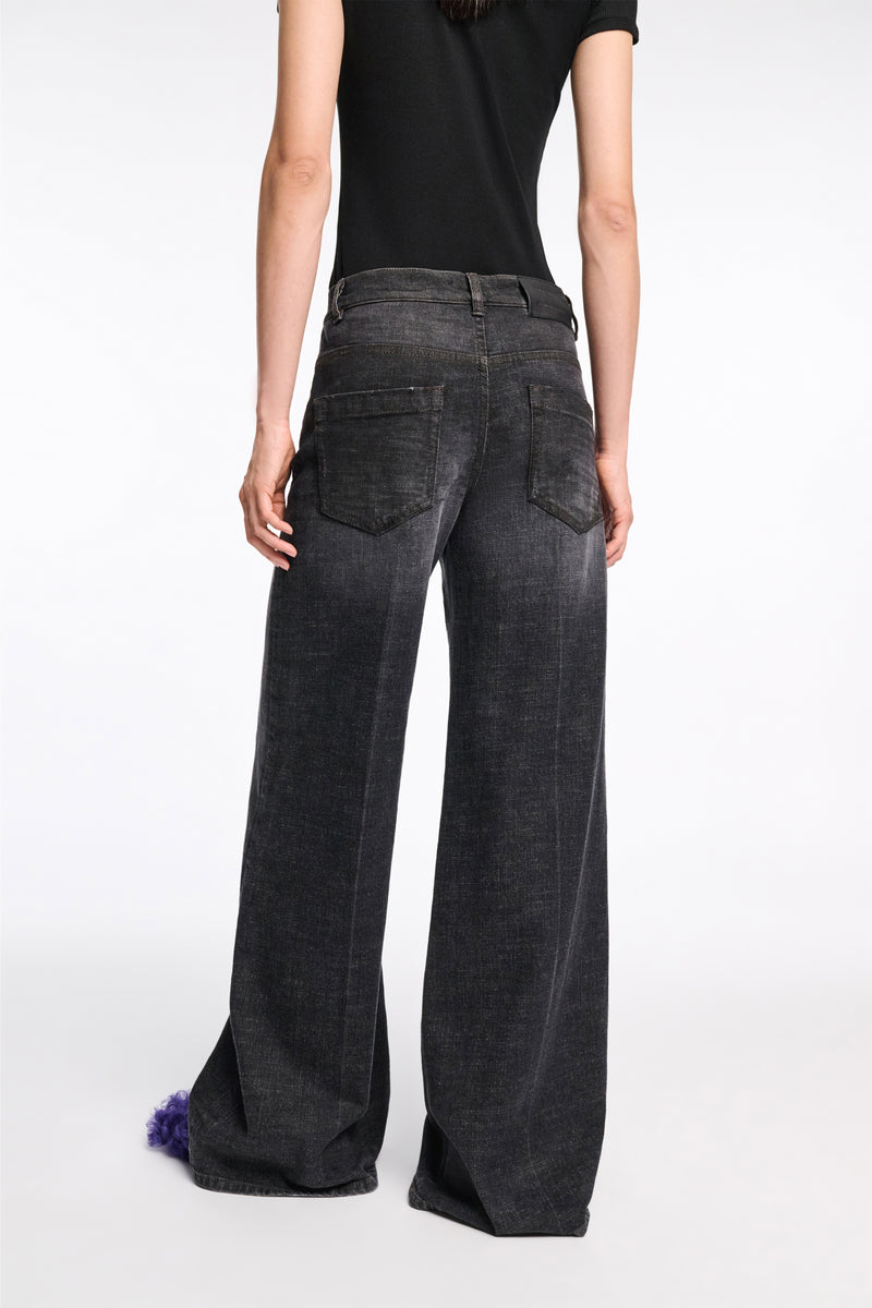 Dorothee Schumacher Extra Long Wide Leg Jeans in Black Wash