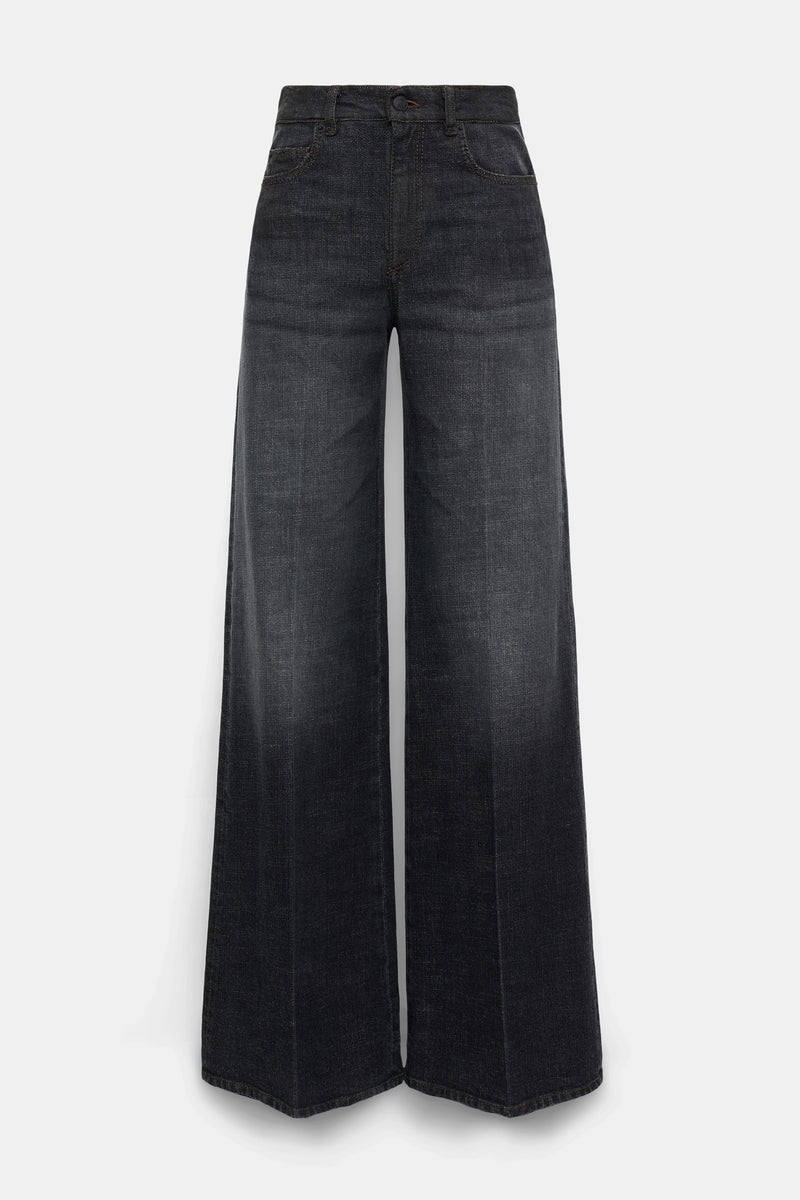 Dorothee Schumacher Extra Long Wide Leg Jeans in Black Wash