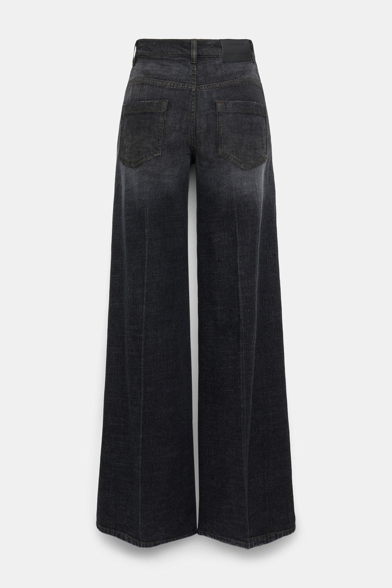 Dorothee Schumacher Extra Long Wide Leg Jeans in Black Wash