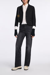 Dorothee Schumacher Long Straight Leg Jeans in Black Wash