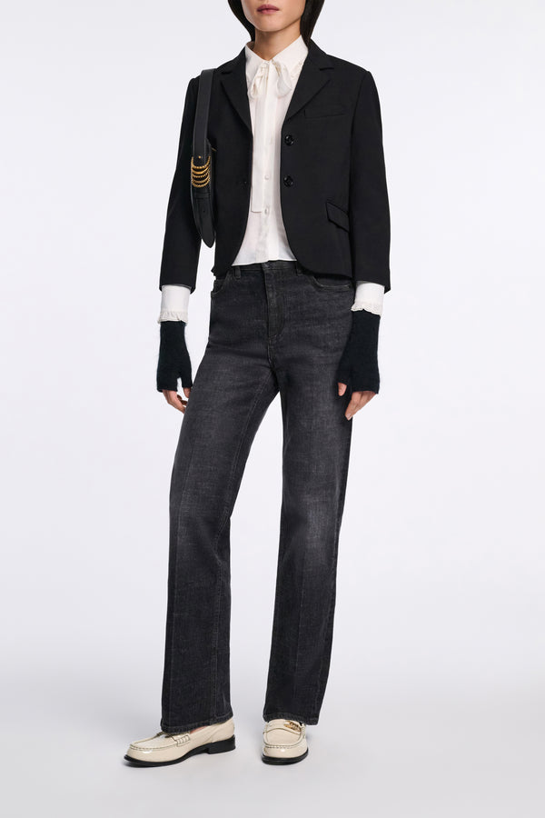 Dorothee Schumacher Long Straight Leg Jeans in Black Wash