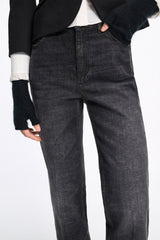 Dorothee Schumacher Long Straight Leg Jeans in Black Wash
