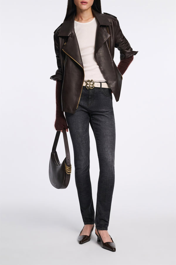 Dorothee Schumacher Extra Long Skinny Leg Jeans in Black Wash