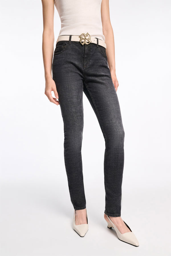 Dorothee Schumacher Extra Long Skinny Leg Jeans in Black Wash