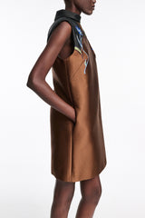 Dorothee Schumacher Shift Dress in Cloque Jacquard in Brown
