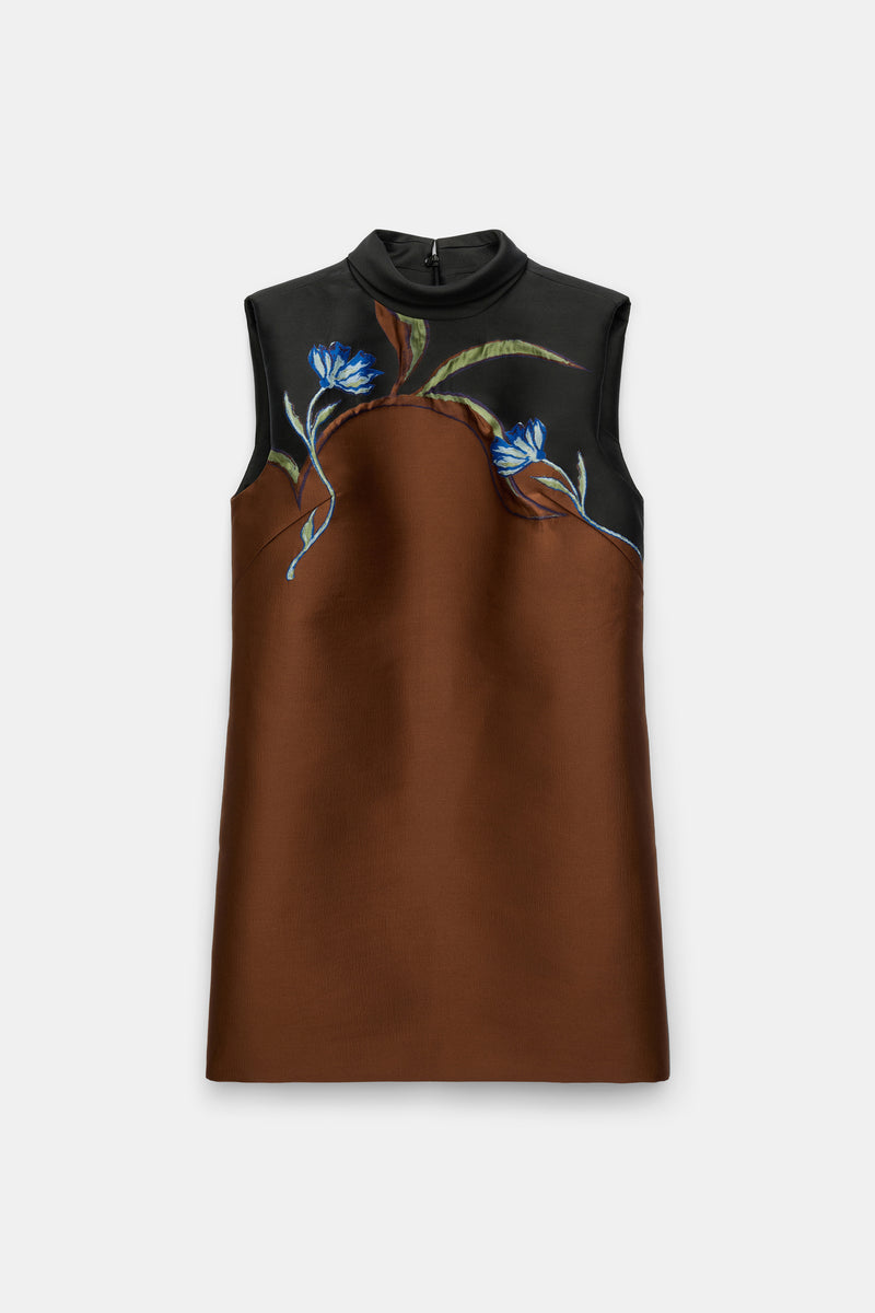 Dorothee Schumacher Shift Dress in Cloque Jacquard in Brown
