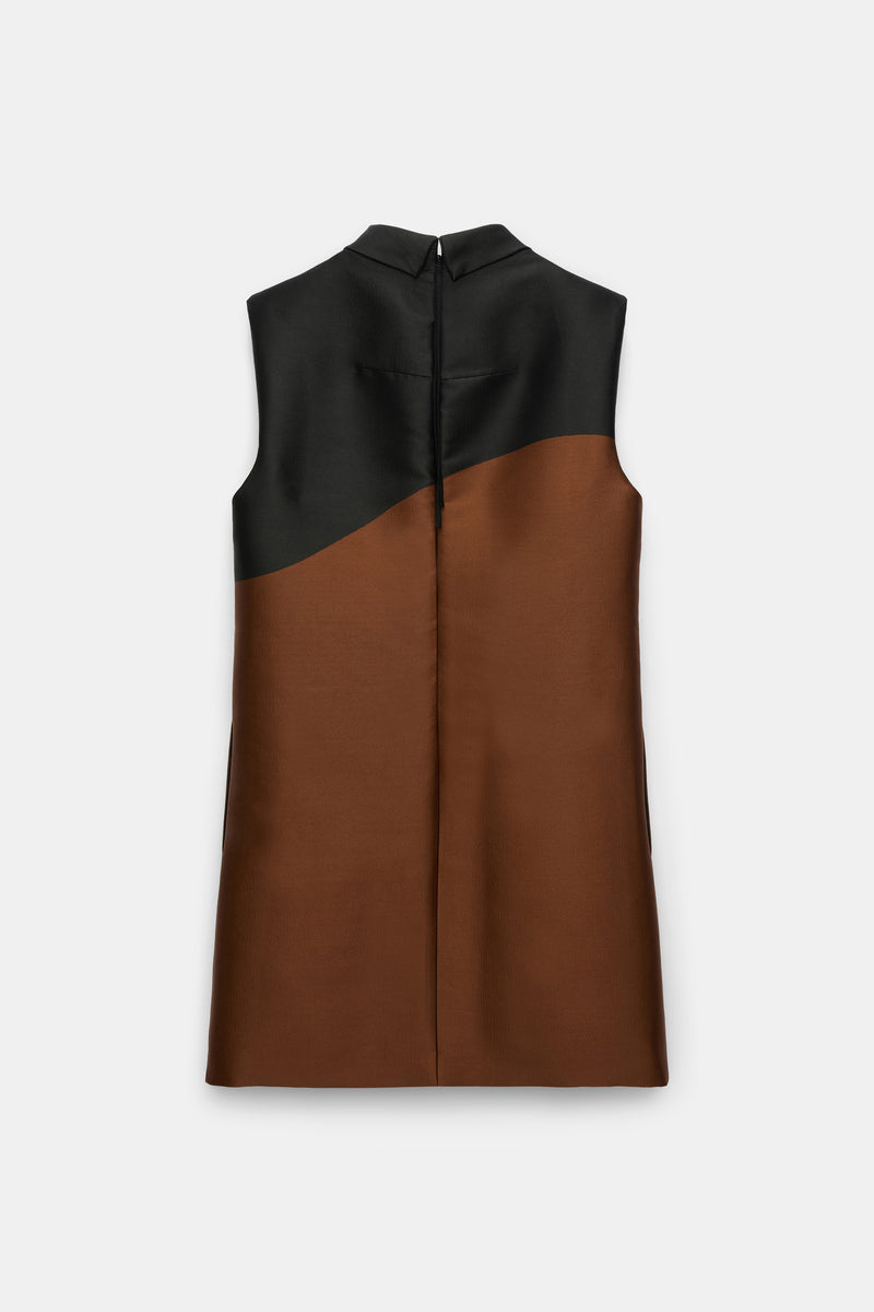 Dorothee Schumacher Shift Dress in Cloque Jacquard in Brown