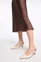 Dorothee Schumacher Bias Cut Silk Satin Midi-Cut in Chocolate Brown