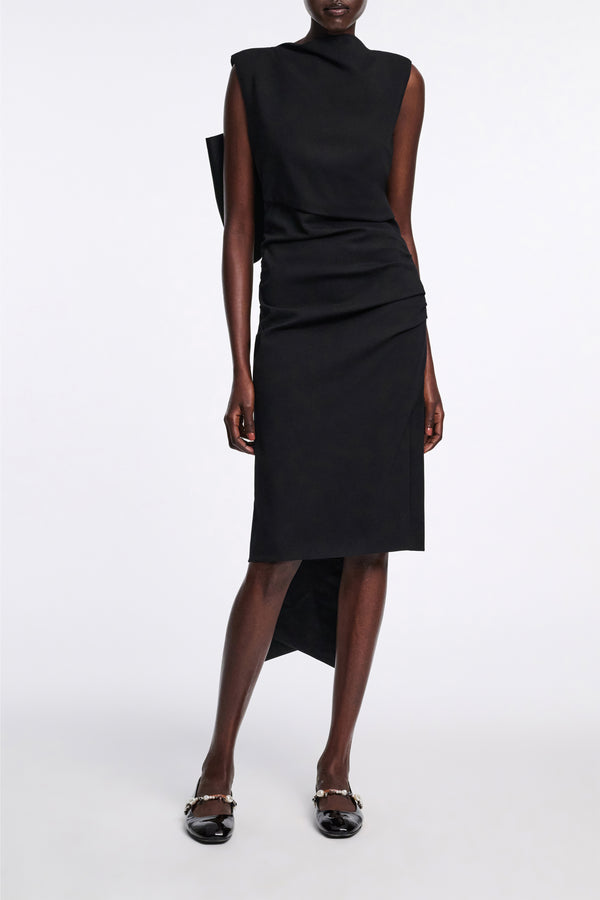 Dorothee Schumacher Lightweight Punto Milano Dress with Maxi Bow in Black