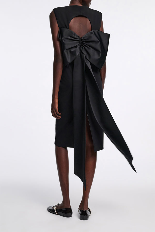 Dorothee Schumacher Lightweight Punto Milano Dress with Maxi Bow in Black