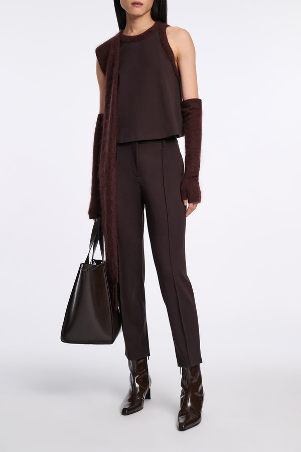 Dorothee Schumacher Stretch Knit Punto Milano Cigarrette Pants in Chocolate Brown