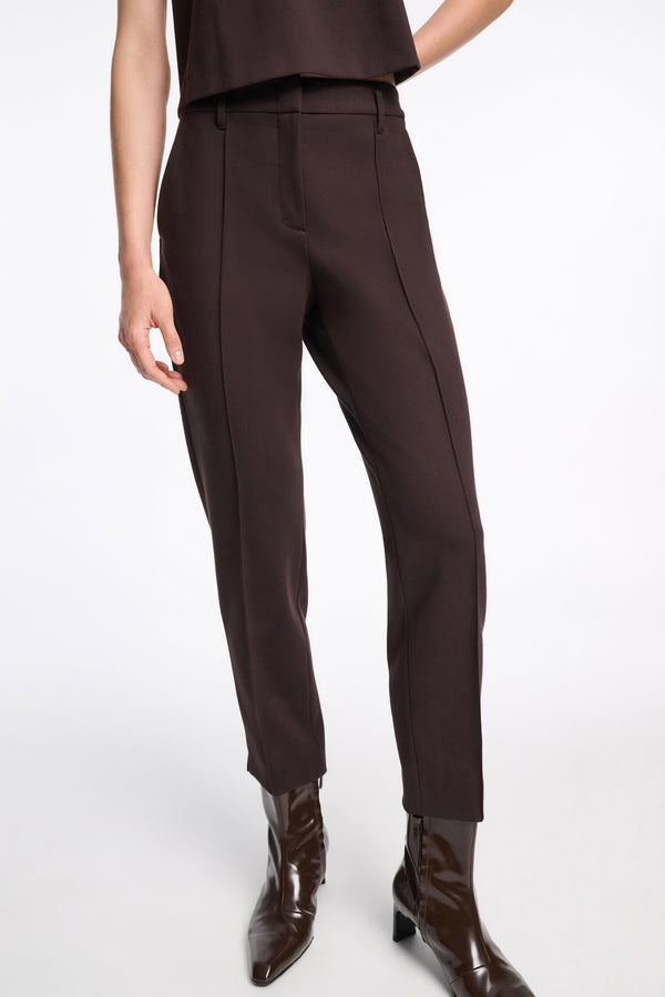 Dorothee Schumacher Stretch Knit Punto Milano Cigarrette Pants in Chocolate Brown