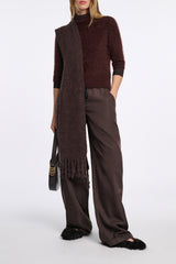 Dorothee Schumacher Techno Stretch Wide Leg Nylon Pants in Chocolate Brown