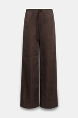Dorothee Schumacher Techno Stretch Wide Leg Nylon Pants in Chocolate Brown