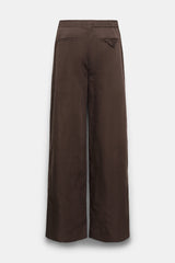 Dorothee Schumacher Techno Stretch Wide Leg Nylon Pants in Chocolate Brown