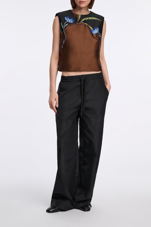 Dorothee Schumacher Techno Stretch Wide Leg Nylon Pants in Black