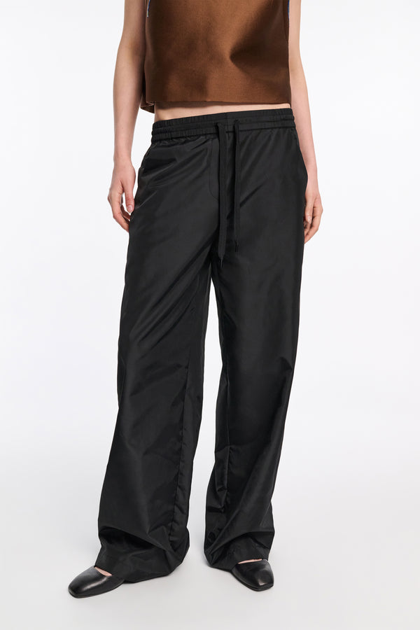 Dorothee Schumacher Techno Stretch Wide Leg Nylon Pants in Black