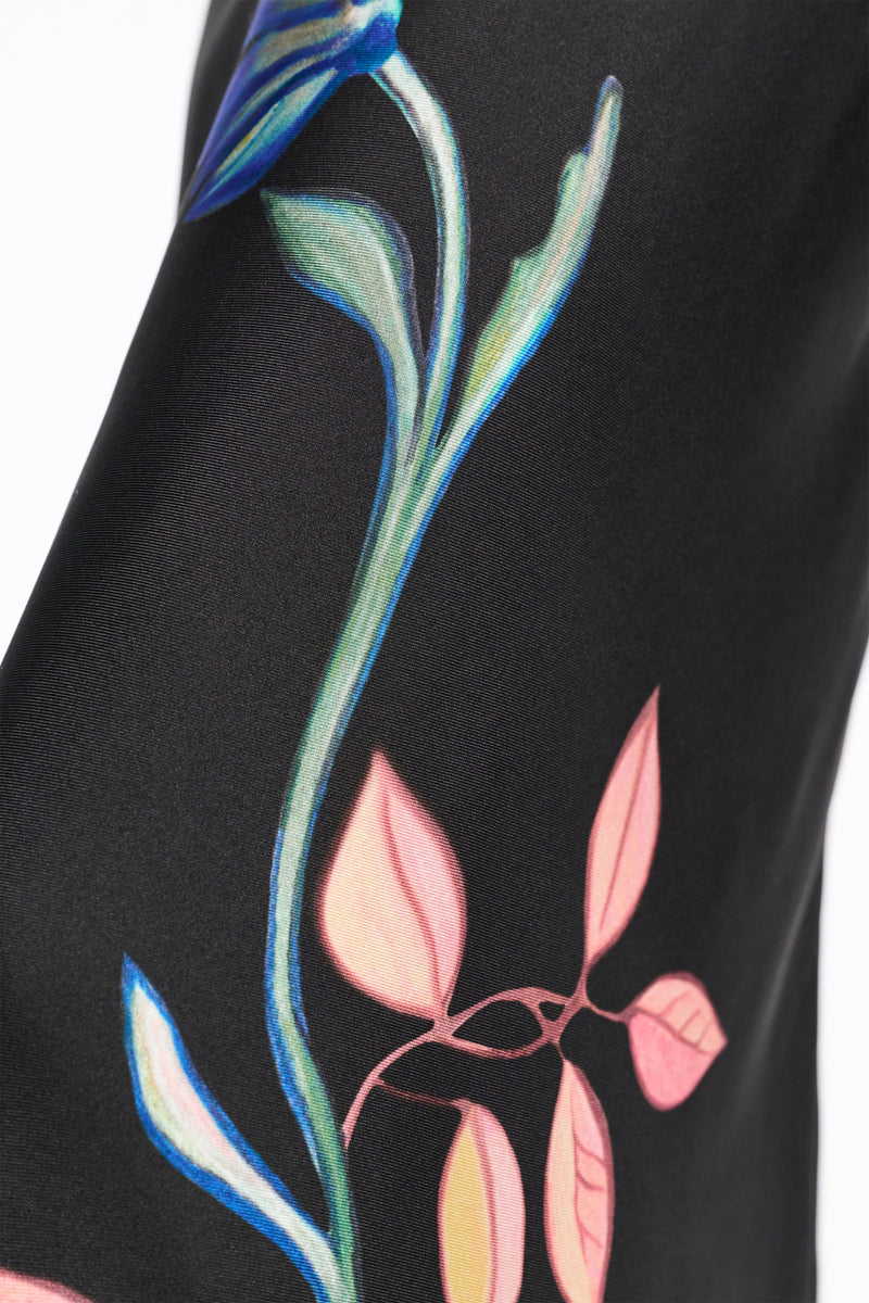 Dorothee Schumacher Silk Midi Skirt with Placement Print in Black