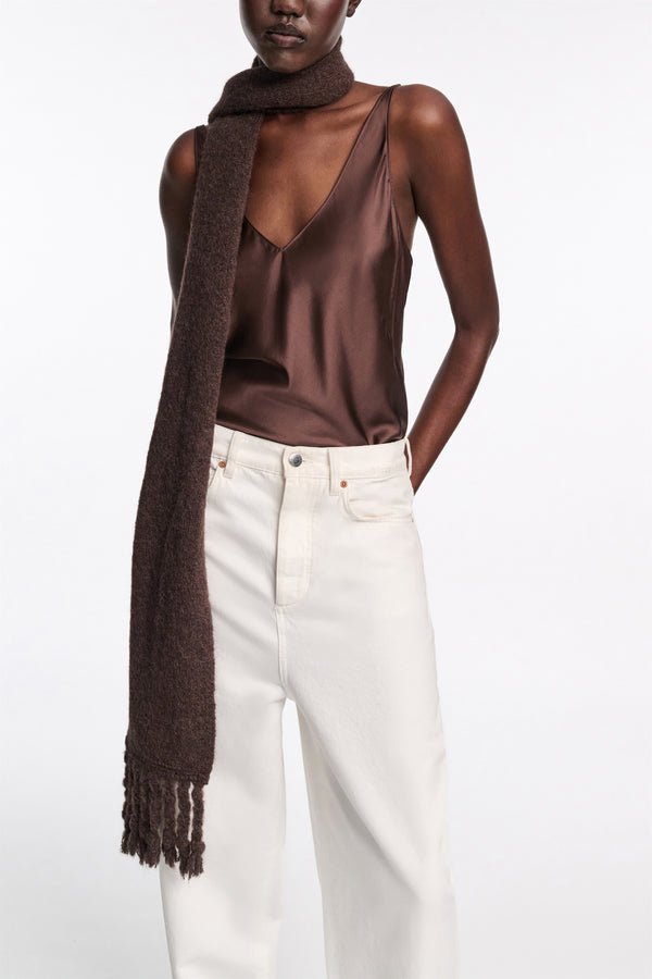 Dorothee Schumacher V-Neck Silk Camisole in Chocolate Brown