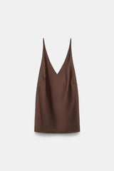 Dorothee Schumacher V-Neck Silk Camisole in Chocolate Brown
