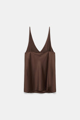 Dorothee Schumacher V-Neck Silk Camisole in Chocolate Brown