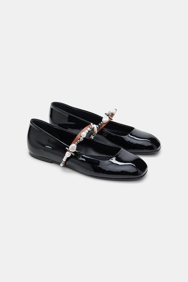Dorothee Schumacher Pearl Embellished Mary-Janes in Black