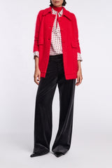 Dorothee Schumacher Virgin Merino-Cashmere Fuzzy Knit Collared Jacket in Lollipop