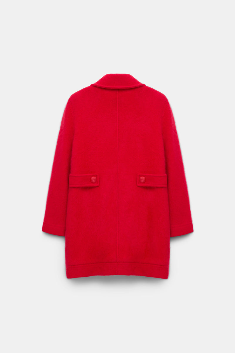 Dorothee Schumacher Virgin Merino-Cashmere Fuzzy Knit Collared Jacket in Lollipop