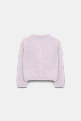 Dorothee Schumacher Virgin Merino-Cashmere Fuzzy Knit Cropped Cardigan in Orchidee