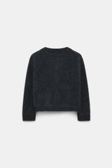 Dorothee Schumacher Virgin Merino-Cashmere Fuzzy Knit Cropped Cardigan in Grey