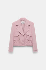 Dorothee Schumacher Viscose Piqué Cropped Jacket in Lilac Pink