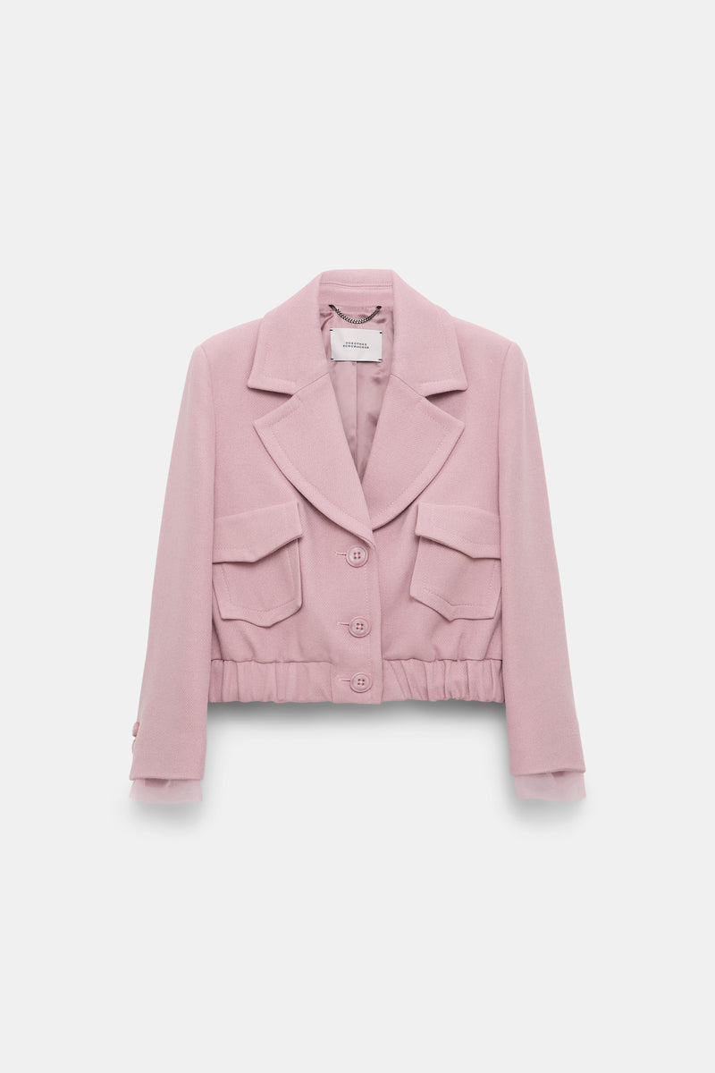 Dorothee Schumacher Viscose Piqué Cropped Jacket in Lilac Pink