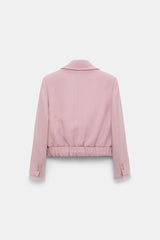 Dorothee Schumacher Viscose Piqué Cropped Jacket in Lilac Pink