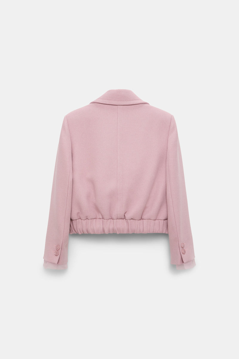 Dorothee Schumacher Viscose Piqué Cropped Jacket in Lilac Pink