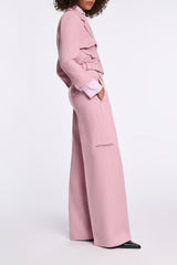 Dorothee Schumacher Viscose Crepe Piqué Wide Leg Suiting Trousers  in Lilac Pink