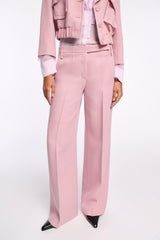 Dorothee Schumacher Viscose Crepe Piqué Wide Leg Suiting Trousers  in Lilac Pink