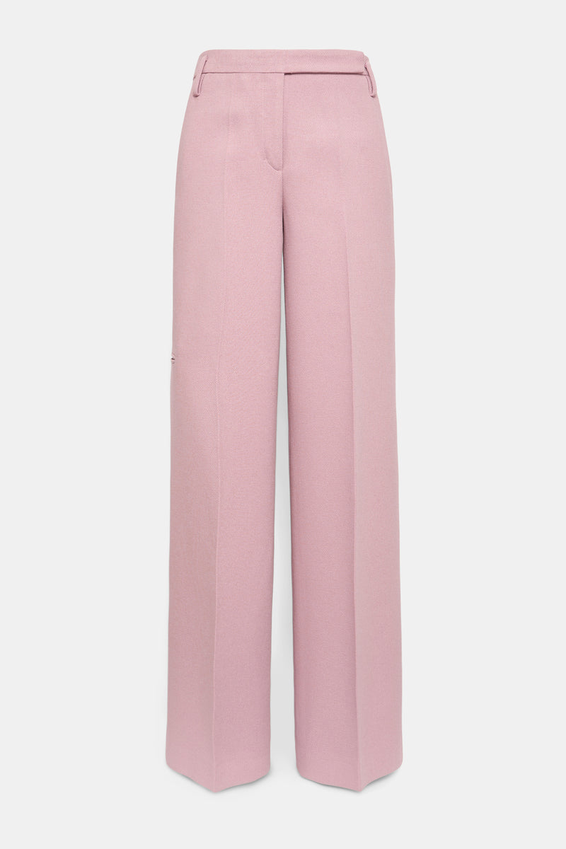 Dorothee Schumacher Viscose Crepe Piqué Wide Leg Suiting Trousers  in Lilac Pink
