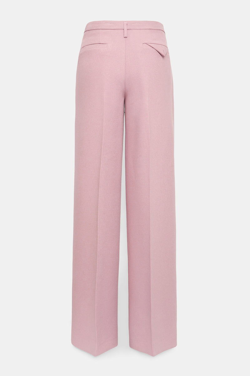 Dorothee Schumacher Viscose Crepe Piqué Wide Leg Suiting Trousers  in Lilac Pink