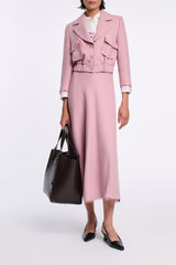 Dorothee Schumacher Viscose Crepe Piqué A-Line Midi Skirt in Lilac Pink