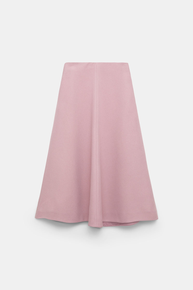 Dorothee Schumacher Viscose Crepe Piqué A-Line Midi Skirt in Lilac Pink