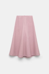 Dorothee Schumacher Viscose Crepe Piqué A-Line Midi Skirt in Lilac Pink