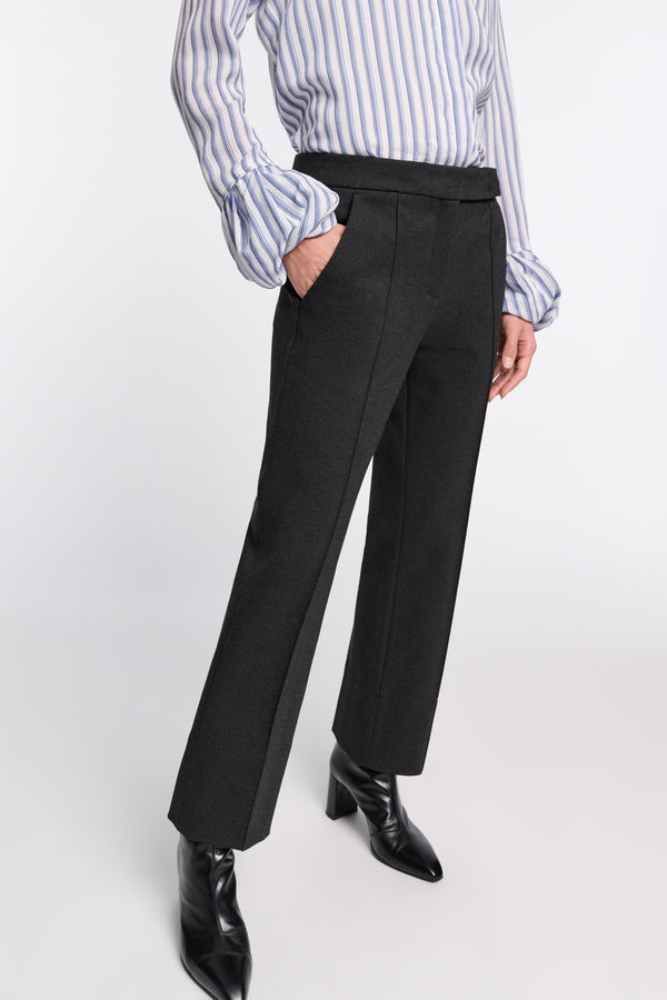 Dorothee Schumacher Stretch Knit Punto Milano Flared Pants in Charcoal