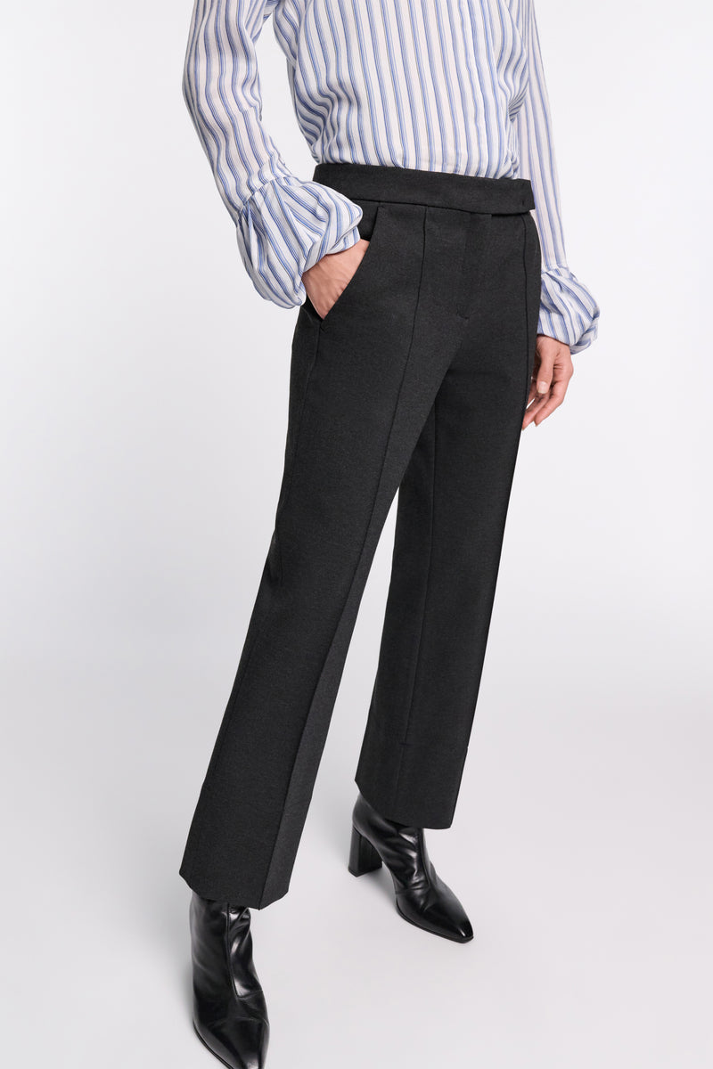 Dorothee Schumacher Stretch Knit Punto Milano Flared Pants in Charcoal