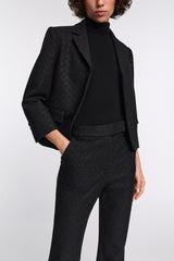 Dorothee Schumacher Cropped Embroidered Punto Milano Jacket in Black